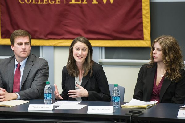 Left to right, Middlesex County Assistant DA Joe Gentile, Suffolk County Assistant DA Elianna Nuzum, and Massachusetts State Police Crime Lab Deputy Director Lynn Schneeweis.