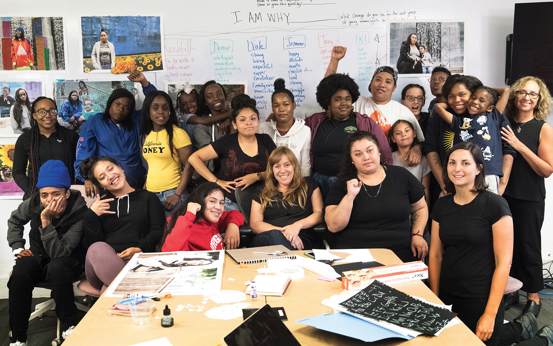Professor Francine Sherman, far right, with colleagues and young women who have taken up the I Am Why challenge to become activists for policy change. They gathered at the Young Women’s Freedom Center in San Francisco.